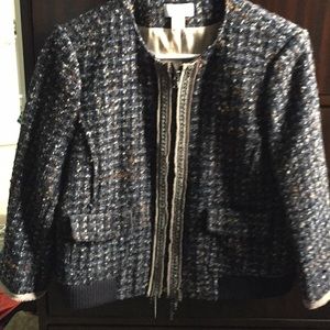 LOFT tweed Jacket with metallic details and zipper